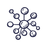 Icon Netzwerk aus Kreisen verbunden mit Linien