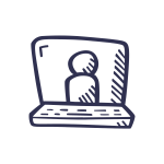 Icon Laptop mit einer Person auf dem Bildschirm