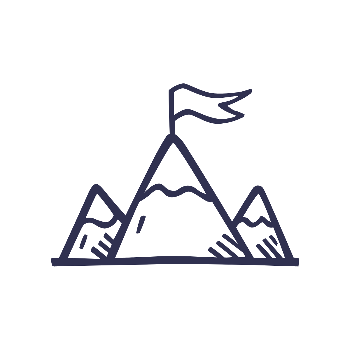 Icon drei Berge mit Gipfelflagge