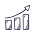 Icon Wachstumsdiagramm mit  nach oben zeigenden Pfeil