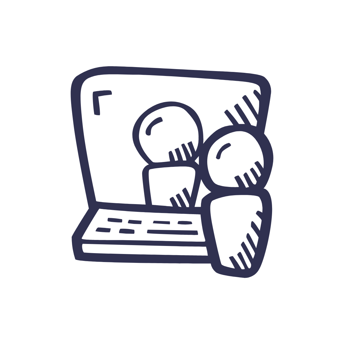 Icon mit Laptop und 1:1-Gespräch online